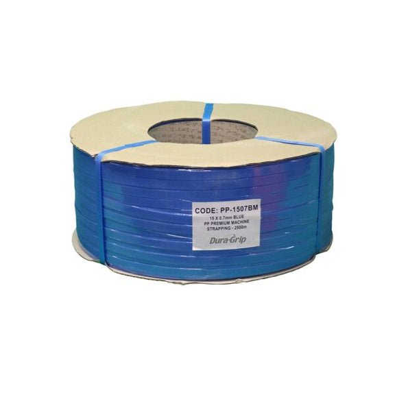 15mm X 0.70mm Blue PP Premium Machine Strap - 2500m - 200 Kg B/S & Core 200mm