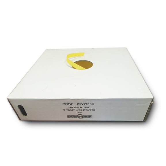 9mm X 0.6mm Yellow PP Hand Strap - 700m Box - 180 Kg B/S